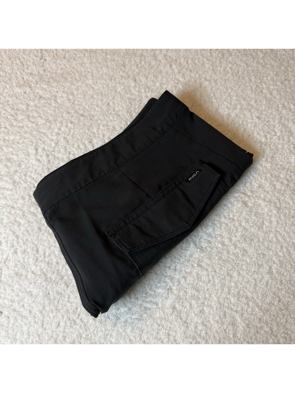 RVCA Men’s Board Shorts Size 33 Black Drawstring Logo Surf Swim Trunks